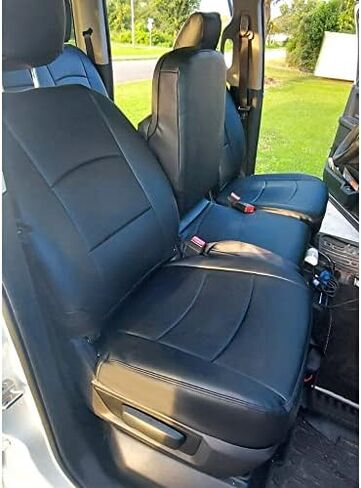 يغطي مقعد Kuafu بدائل المقعد الكامل متوافق مع 2013-2018 Dodge Ram Crew Cab 1500/2500/3500 الأمامي والخلفي الجلود الاصطناعية الأسود in Saudi Arabia