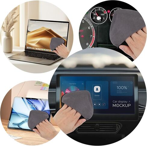 Car Screen Wipes, 11cm/4.33 in Microfiber Cloth Auto Touchscreen Cleaning Wipes, Round Foldable Car Touch Screen Cleaner Cloth for Vehicle Dashboard LCD Display, Interior Car Accessories in Saudi Arabia