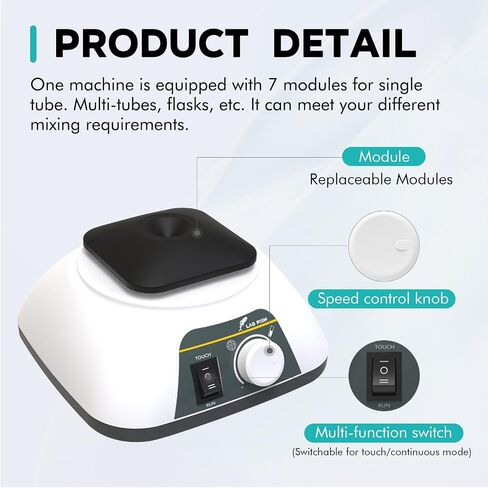 LAB FISH Digital Professional lab Vortex Shaker Mixer Continuous & Touch Modes 0-3000RPM Timer Function W/Multifunctional Modules for Laboratory Tube Flask(Timable) in Kuwait