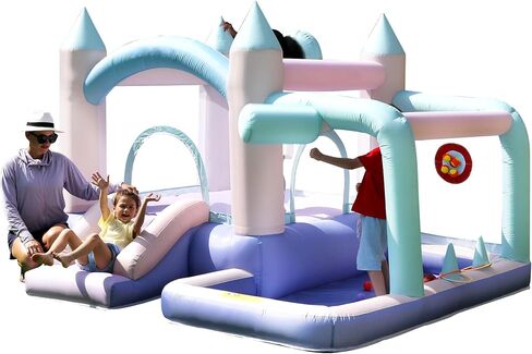 Bounce House Inflatable Slide Kids Bouncy Castle with Ball Pit,Dreamy Jumper with Air Blower for Wet and Dry in Kuwait