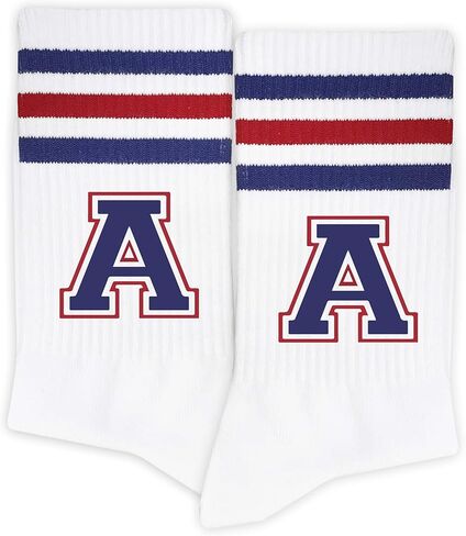 جوارب رسائل مخططة ، هدايا للرجوع إلى المدرسة ، عيد الشكر ، عيد الميلاد ، هدايا أعياد الميلاد للعائلة ، الأصدقاء (الأحمر والبحرية الأزرق) in Kuwait