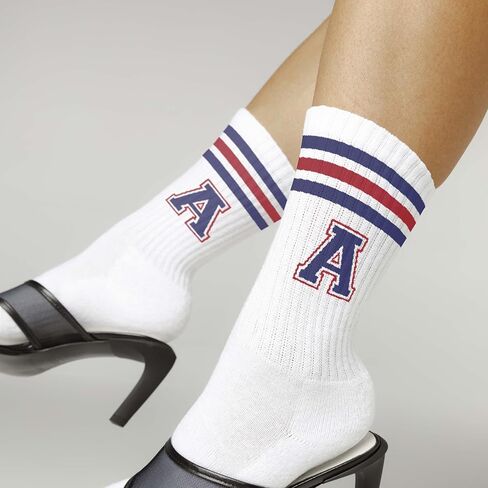 جوارب رسائل مخططة ، هدايا للرجوع إلى المدرسة ، عيد الشكر ، عيد الميلاد ، هدايا أعياد الميلاد للعائلة ، الأصدقاء (الأحمر والبحرية الأزرق) in Kuwait