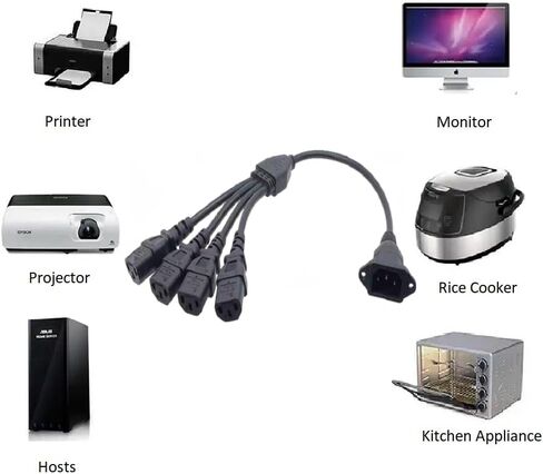IEC Splitter C14 إلى 3 x C13 Kettle Lead Multi IEC Cable C14 هيكل لوحة جبل كابل الطاقة للشاشات وأجهزة الكمبيوتر والتلفزيون والكمبيوتر الشخصي in Kuwait