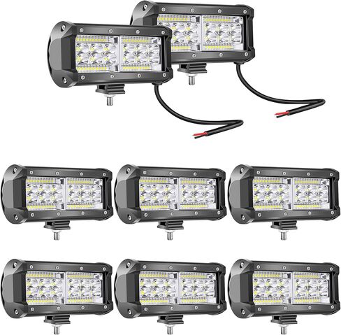 7 Inch LED Pods, 2Pcs 156W 12V 24V Triple Row Light Bar with Spot Flood Combo, Offroad Fog/Driving Lights, Waterproof LED Work Lights for Truck Boat ATV UTV SUV, Bright White Beam in Saudi Arabia