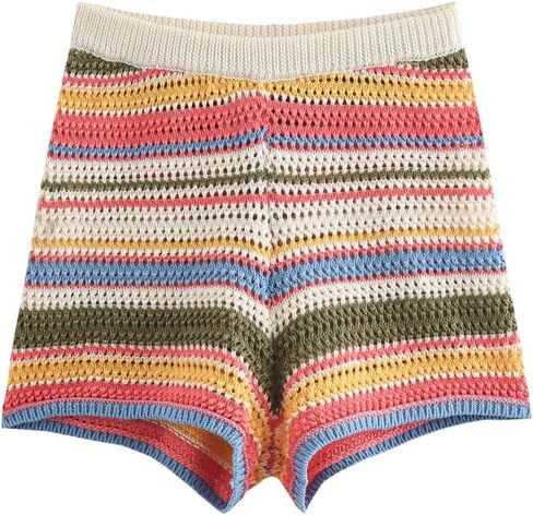 نساء قصير الأكمام سترة بولو سترة مخططة لأعلى ألياف متماسكة قمم الكروشيه تي شيرت in Kuwait