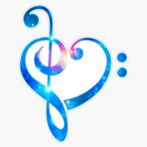Galaxy Music Heart Treble Clef Bass Sticker Bumper Sticker Vinyl Decal 5" in Saudi Arabia
