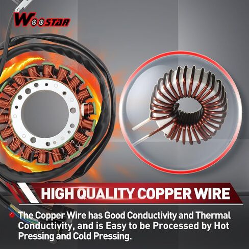 WOOSTAR 18 Coil 9 Wire Magneto Stator Replacement for 1998-2002 LT-F500F QuadRunner 500 4WD 2000-2001 LT-A500 QuadMaster OEM 32101-09F00 32101-09F01 32101-2009F20 3430-011 3430-012 3430-059 in Saudi Arabia