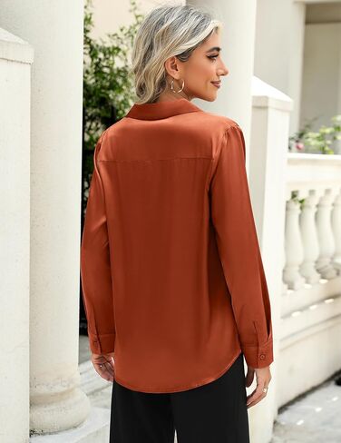 Zeagoo Satin Blouses for Women Casual Long Sleeve Button Down Silk Shirts Dressy Business Work Tunic Top in Saudi Arabia