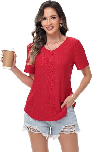 قمصات thirts terts قصيرة من الرقبة غير الرسمية قمم الصيف فضفاضة تناسب المحملات الأساسية مع تنحنح منحني in Saudi Arabia