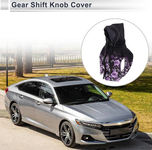 1 PC Universal Gear Shift Cover Cover Automotive Manual Stick Chifting Handle Grotector Flower Hoodie Style Black ، Purple Purple Purple in Saudi Arabia