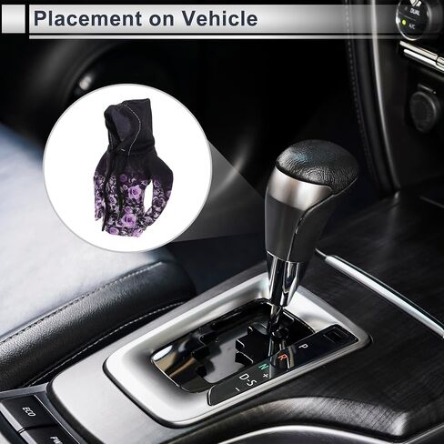 1 PC Universal Gear Shift Cover Cover Automotive Manual Stick Chifting Handle Grotector Flower Hoodie Style Black ، Purple Purple Purple in Saudi Arabia