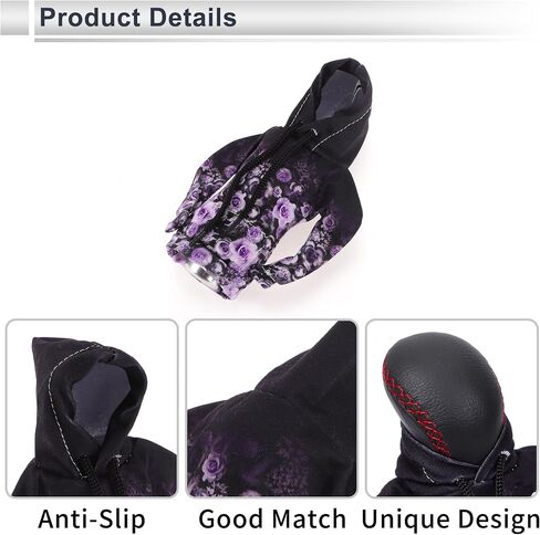 1 PC Universal Gear Shift Cover Cover Automotive Manual Stick Chifting Handle Grotector Flower Hoodie Style Black ، Purple Purple Purple in Saudi Arabia