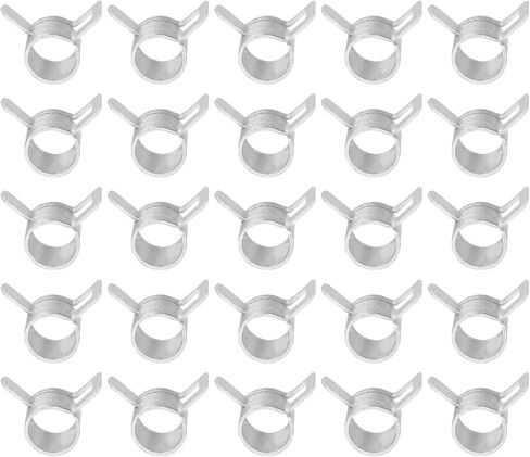 PATIKIL الربيع الفرقة خرطوم الأنابيب المشابك ل12-13.6mm OD خرطوم، 25 حزمة سيليكون فراغ التوتر المستمر مقاطع الفرقة لخط الوقود سيليكون خرطوم الهواء أنبوب أنابيب المياه، الفضة in Kuwait