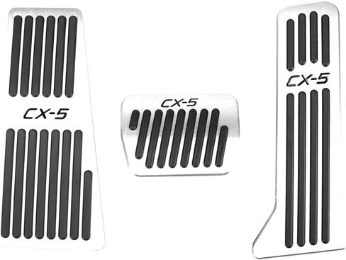 BOYOUS 3pcs Aluminum Non-Slip Performance nti-Slip No Drilling Foot Pedals Rest Pedal Accelerator Brake Pedal Cover For Mazda 2013-2025 CX-5（SILVER） in Saudi Arabia