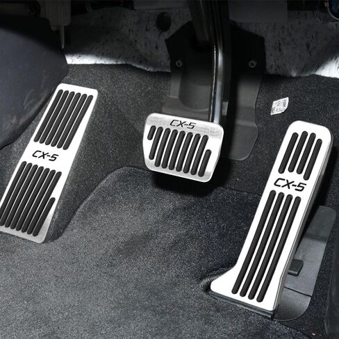 BOYOUS 3pcs Aluminum Non-Slip Performance nti-Slip No Drilling Foot Pedals Rest Pedal Accelerator Brake Pedal Cover For Mazda 2013-2025 CX-5（SILVER） in Saudi Arabia