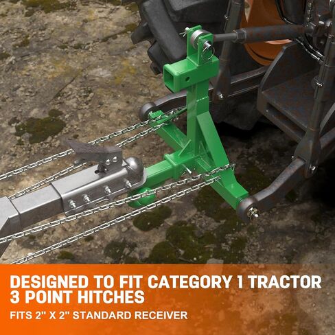 3 Point Trailer Hitch Dual 2" Receiver with Ball Hitch and Hook, 3 Point Hitch Receiver Tractor Mover Drawbar Hitch with Standard/5th Wheel/Goose Neck Connection, Cat.1 3 Point Hitch Attachment(Green) in Saudi Arabia