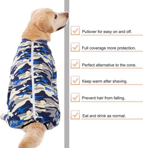 Dog Recovery Suit Full-Zipper After Post-Surgery Large Medium Dogs, Dog Bodysuit for Prevent Licking& Chewing Wounds Onesies Cone Alternative (Red, 4X-Large) in Saudi Arabia