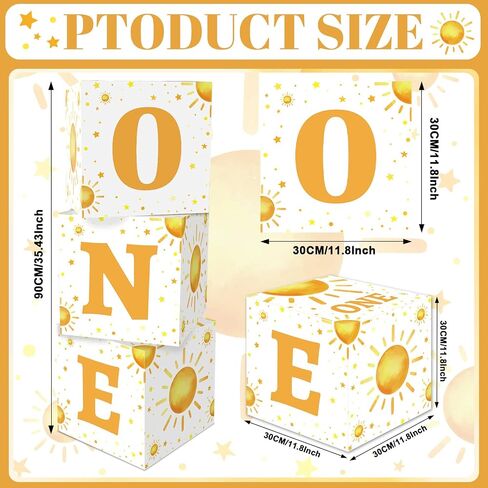 gisgfim 3Pcs Large Boho Sun 1st Birthday Party Decoration Box Sunshine 1st Party Box Sun One Print Cardboard Gift Box Table Centerpiece for Boy Girl Boho Sun First Birthday Baby Shower Party Supplies in Saudi Arabia