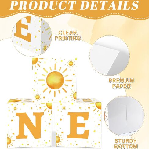 gisgfim 3Pcs Large Boho Sun 1st Birthday Party Decoration Box Sunshine 1st Party Box Sun One Print Cardboard Gift Box Table Centerpiece for Boy Girl Boho Sun First Birthday Baby Shower Party Supplies in Saudi Arabia