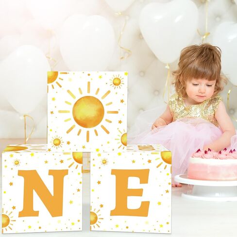 gisgfim 3Pcs Large Boho Sun 1st Birthday Party Decoration Box Sunshine 1st Party Box Sun One Print Cardboard Gift Box Table Centerpiece for Boy Girl Boho Sun First Birthday Baby Shower Party Supplies in Saudi Arabia