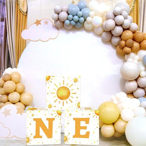 gisgfim 3Pcs Large Boho Sun 1st Birthday Party Decoration Box Sunshine 1st Party Box Sun One Print Cardboard Gift Box Table Centerpiece for Boy Girl Boho Sun First Birthday Baby Shower Party Supplies in Saudi Arabia
