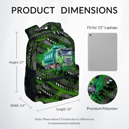 Kids Bookbag - Motorcycle Backpack for Boys - 17 Inch School Backpack for Primary Middle - Cool School Bag for Children in Kuwait