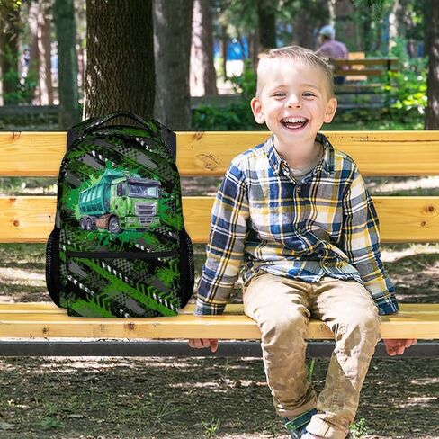 Kids Bookbag - Motorcycle Backpack for Boys - 17 Inch School Backpack for Primary Middle - Cool School Bag for Children in Kuwait