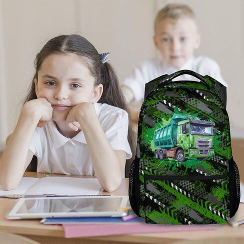 Kids Bookbag - Motorcycle Backpack for Boys - 17 Inch School Backpack for Primary Middle - Cool School Bag for Children in Kuwait