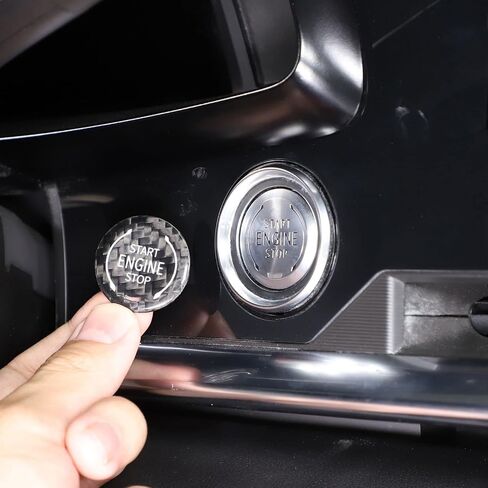 Car Engine Start Stop Button Switch Cover Trim Carbon Fiber Ignition Key Sticker Fit for Chevrolet Corvette C8 2020-2024 (Red carbon fiber) in Saudi Arabia