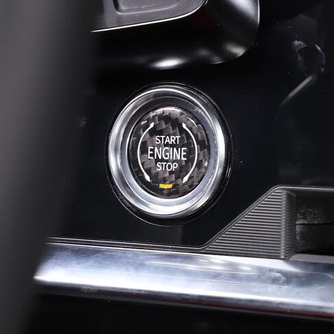 Car Engine Start Stop Button Switch Cover Trim Carbon Fiber Ignition Key Sticker Fit for Chevrolet Corvette C8 2020-2024 (Red carbon fiber) in Saudi Arabia