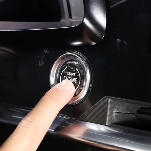 Car Engine Start Stop Button Switch Cover Trim Carbon Fiber Ignition Key Sticker Fit for Chevrolet Corvette C8 2020-2024 (Red carbon fiber) in Saudi Arabia