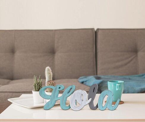 Rustic Wood Hola Sign Decorative Decorative Sign Word Decor ، Wooden Hola Word Sign FreeSting Block Letters Wall Word Word Words Decor ، Multicolored (Hola) in Kuwait