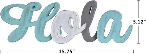 Rustic Wood Hola Sign Decorative Decorative Sign Word Decor ، Wooden Hola Word Sign FreeSting Block Letters Wall Word Word Words Decor ، Multicolored (Hola) in Kuwait