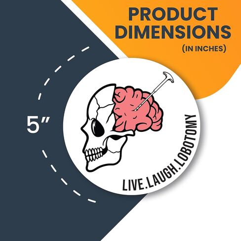 Magnet Me Up Premium Live Laugh Lobotomy Funny Gothic Magnet Decal with Skull, 5 inch, Heavy Duty Automotive Magnet for Car Truck SUV Or Any Other Magnetic Surface, Perfect Humorous Gift in Saudi Arabia