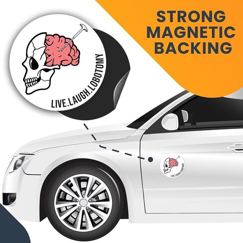 Magnet Me Up Premium Live Laugh Lobotomy Funny Gothic Magnet Decal with Skull, 5 inch, Heavy Duty Automotive Magnet for Car Truck SUV Or Any Other Magnetic Surface, Perfect Humorous Gift in Saudi Arabia