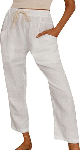TYQQU Women Solid Color Drawstring Pants High Waist Casual Pant Long Office Fit Pants in Kuwait