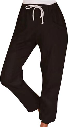 TYQQU Women Solid Color Drawstring Pants High Waist Casual Pant Long Office Fit Pants in Kuwait