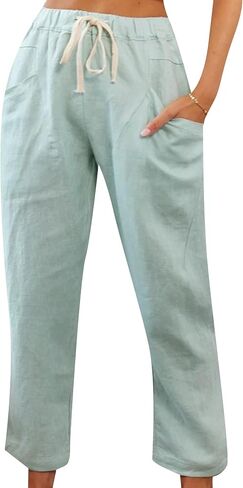 TYQQU Women Solid Color Drawstring Pants High Waist Casual Pant Long Office Fit Pants in Kuwait