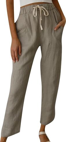 TYQQU Women Solid Color Drawstring Pants High Waist Casual Pant Long Office Fit Pants in Kuwait