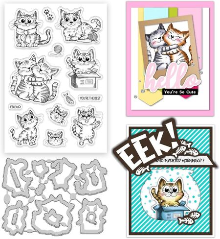 INFUNLY Christmas Reindeer Clear Stamps and Dies for Card Making Elk DIY Metal Die Cuts Elk Silicone Stamp Snowman and Xmas Tree Clear Stamp and Cutting Die for Card Making Craft Scrapbooking Decor in Saudi Arabia