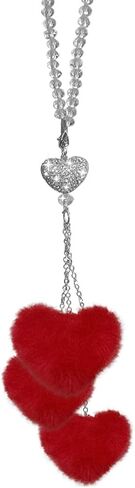 Bling Car Rear View Mirror Accessories, Rhinestone Love Heart & Plush Ball Car Rear View Mirror Charm, Lucky Car Mirror Hanging Ornament, Cute Car Decoration Pendant for Women (Pink) in Saudi Arabia