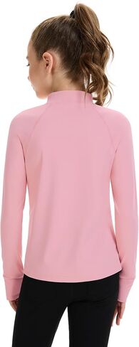 HASMES Girls Long Sleeve Shirt Kids Turtleneck Athletic T-Shirt Sports Activewear Yoga for Teens(Age 7-14) in Kuwait