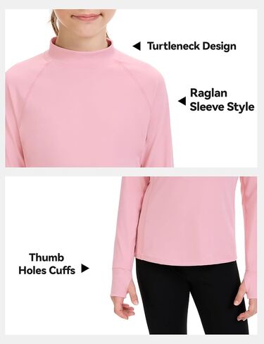 HASMES Girls Long Sleeve Shirt Kids Turtleneck Athletic T-Shirt Sports Activewear Yoga for Teens(Age 7-14) in Kuwait