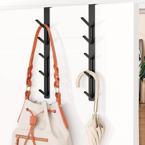 niffgaff 10 Hook Over The Door Hooks, Vertical Over The Door Towel Rack, Over Door Hook, Over The Door Hanger, for Towel and Clothes Hangers, Black, 2 Pack, 12.2" in Kuwait