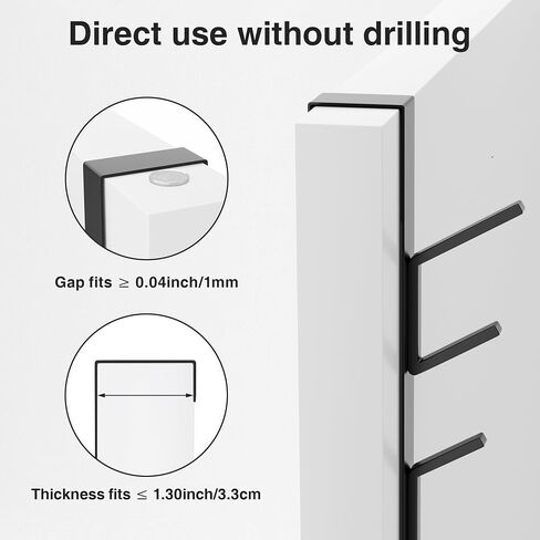 niffgaff 10 Hook Over The Door Hooks, Vertical Over The Door Towel Rack, Over Door Hook, Over The Door Hanger, for Towel and Clothes Hangers, Black, 2 Pack, 12.2" in Kuwait