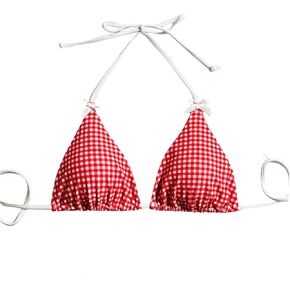 Milumia Women's Triangle Bikini Top Gingham Hlater Bow Knot String Swimsuit Bathing Suits Tops in Kuwait