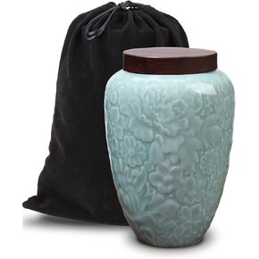 Medium Urn for Ashes for Women,Decorative Floral Ceramic Keepsake Urns for Human Ashes Adult Female,Babies & Pets urn(50 Cubic inch) in Saudi Arabia