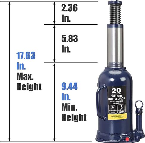 BIG RED ATH91207AR-1 Torin Welded Hydraulic Stubby Low Profile Bottle Jack, 12 Ton (24,000 LBs) Capacity, Red in Saudi Arabia