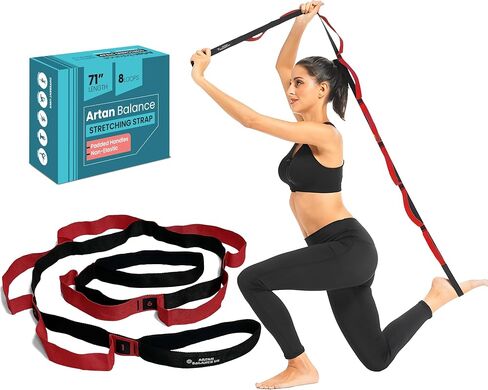 Stretching Strap with Door Anchor- 94" Door Stunt Strap with Adjustable Loops and Foam Pads- Leg Stretch Strap for Flexibility Stretching and Balance- Ideal for yoga, Dance and Ballet in Kuwait