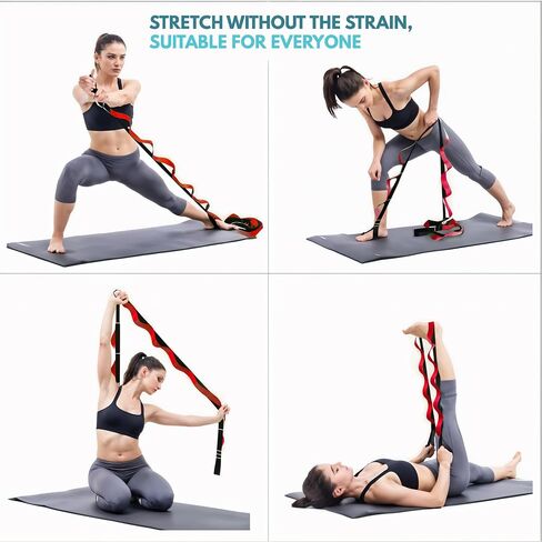 Stretching Strap with Door Anchor- 94" Door Stunt Strap with Adjustable Loops and Foam Pads- Leg Stretch Strap for Flexibility Stretching and Balance- Ideal for yoga, Dance and Ballet in Kuwait
